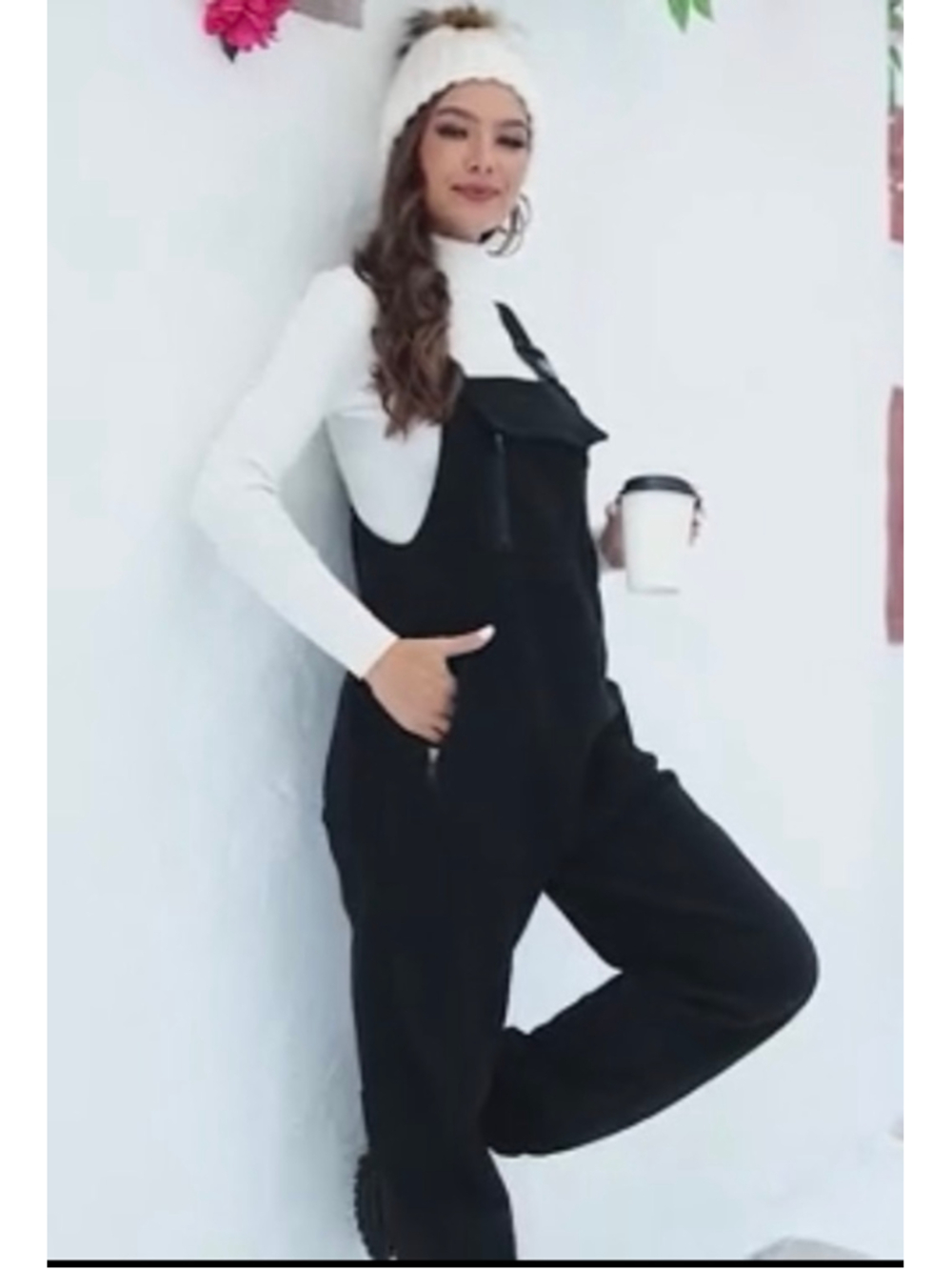 NEW Fleece Warm Overalls Winter Loose Casual Jumpsuits Pockets S